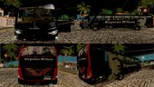Bus 6 Marcopolo Paradiso G7 1200 4x2 Mercedes Benz O500RS con Carroceria Expreso Wilson y bandas de Rock con Stickers de Animes